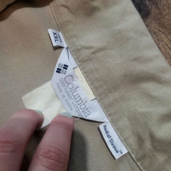 Vintage Columbia Beige Cargo Quilted-Print Baggy Double Zip-Up Jacket Size XXL - Picture 3 of 7